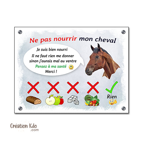 panneau ne pas nourrir cheval plaque de box ne pas donner à manger aux animaux chevaux pancarte écurie prairie