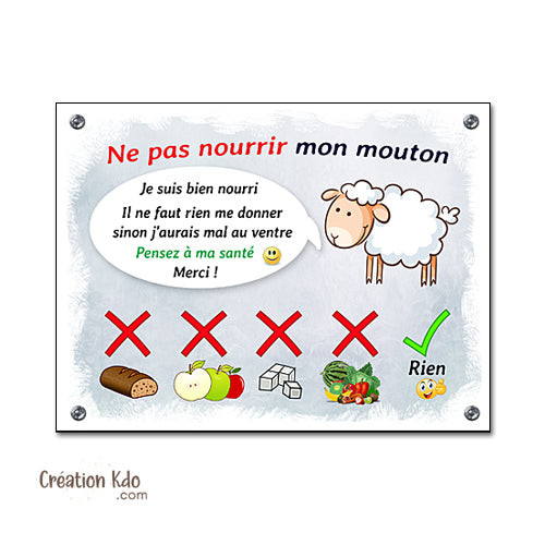 plaque ne pas nourrir mouton panneau prairie cloture