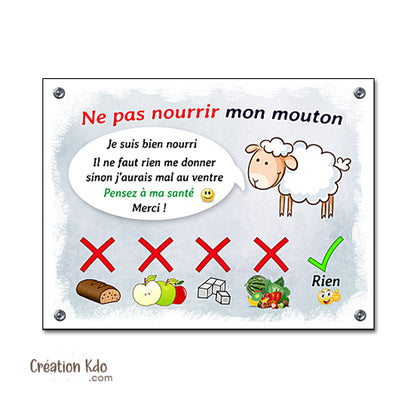 plaque ne pas nourrir mouton panneau prairie cloture