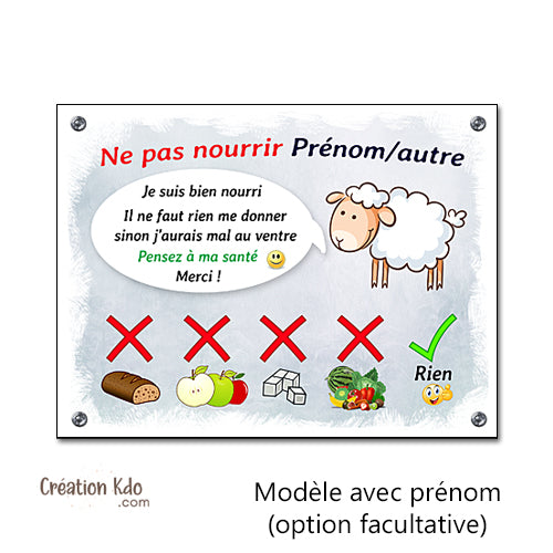 plaque ne pas nourrir mouton panneau prairie cloture