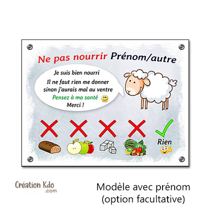 plaque ne pas nourrir mouton panneau prairie cloture