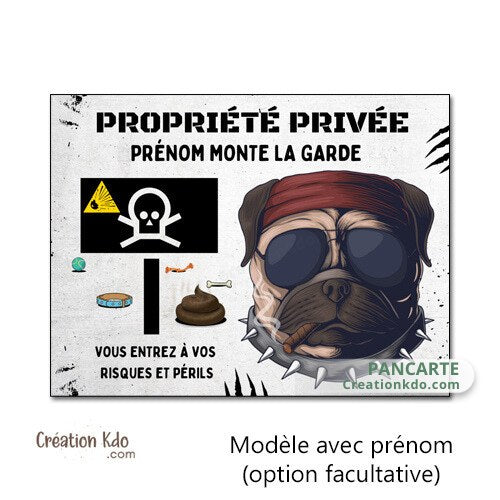 panneau propriété privée plaque chien monte la garde