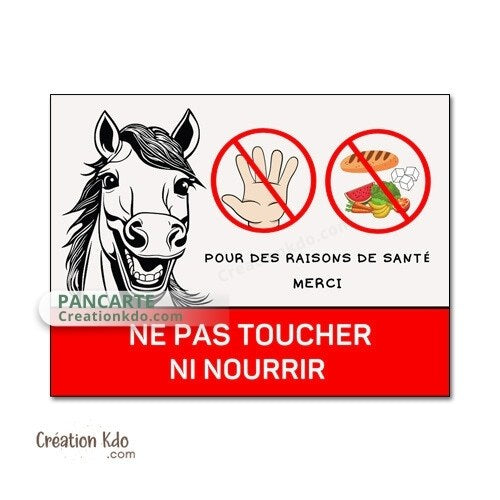 ne pas nourrir panneau plaque cheval chevaux