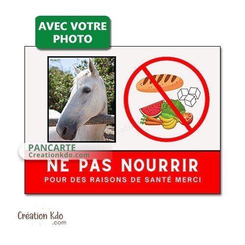 plaque ne pas nourrir cheval personnalisée photo panneau écurie animaux