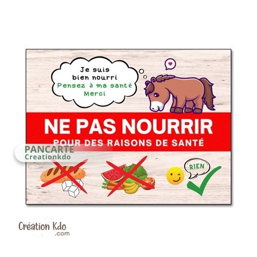 panneau ne pas nourrir cheval raison de santé plaque ne pas donner à manger aux animaux chevaux pancarte