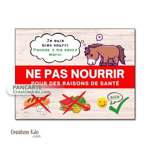 panneau ne pas nourrir cheval raison de santé plaque ne pas donner à manger aux animaux chevaux pancarte