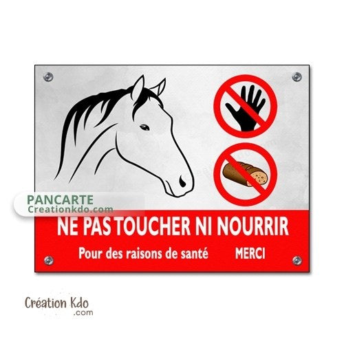 panneau ne pas nourrir cheval plaque écurie ne pas donner à manger aux animaux chevaux