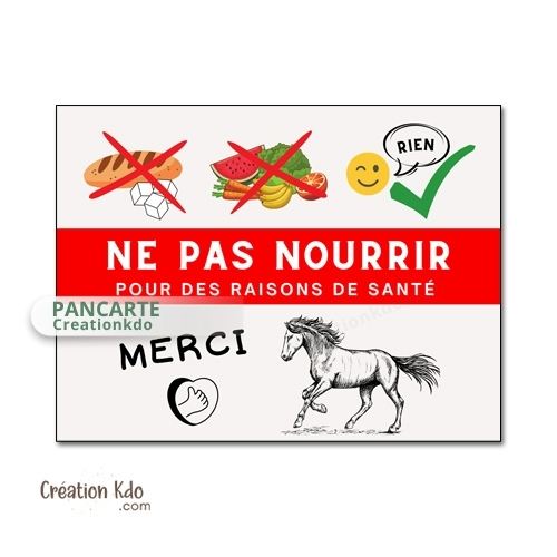 panneau ne pas nourrir cheval plaque de box ne pas donner à manger aux animaux chevaux pancarte écurie prairie