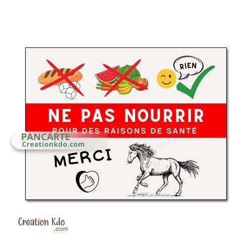 panneau ne pas nourrir cheval plaque de box ne pas donner à manger aux animaux chevaux pancarte écurie prairie