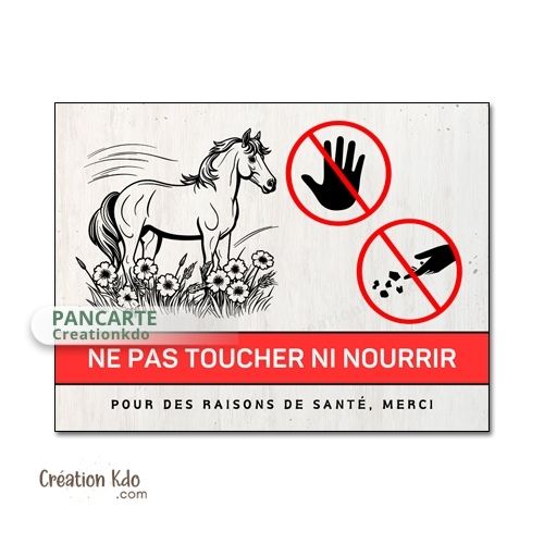 panneau ne pas nourrir ni toucher cheval plaque ne pas donner à manger aux animaux chevaux pancarte