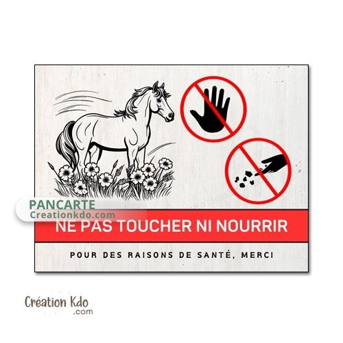 panneau ne pas nourrir ni toucher cheval plaque ne pas donner à manger aux animaux chevaux pancarte
