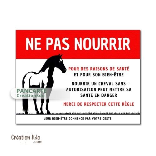 panneau ne pas nourrir chevaux pour raison de santé plaque ne pas donner à manger aux animaux cheval pancarte box