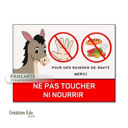 panneau ne pas nourrir les ânes plaque de box ne pas donner à manger aux animaux chevaux pancarte écurie prairie