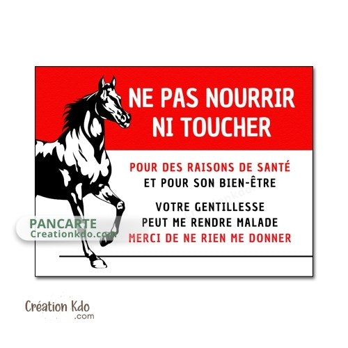 panneau ne pas nourrir chevaux pour raison de santé plaque ne pas donner à manger aux animaux cheval pancarte box