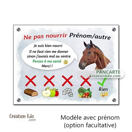 panneau ne pas nourrir cheval plaque ne pas donner à manger aux animaux chevaux pancarte écurie prairie