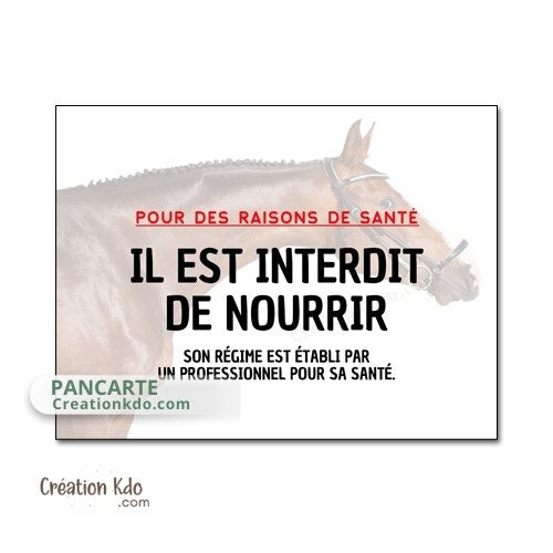 panneau ne pas nourrir cheval plaque de box ne pas donner à manger aux animaux chevaux pancarte écurie prairie