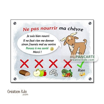 panneau ne pas nourrir chèvre plaque de box ne pas donner à manger aux animaux pancarte écurie prairie