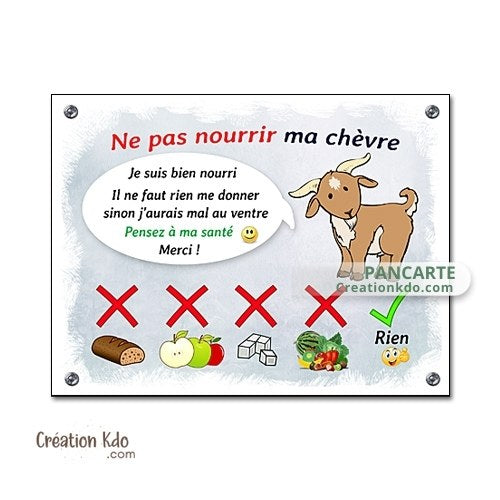 panneau ne pas nourrir chèvre plaque de box ne pas donner à manger aux animaux pancarte écurie prairie