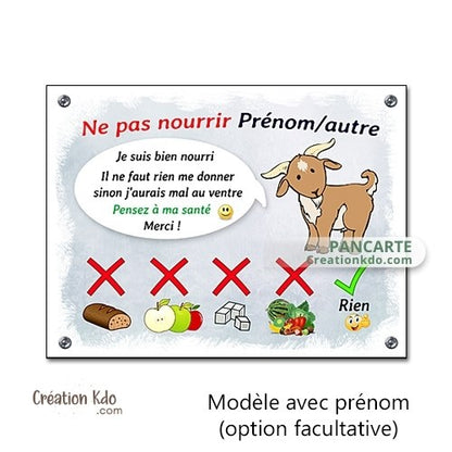 panneau ne pas nourrir chèvre plaque de box ne pas donner à manger aux animaux pancarte écurie prairie