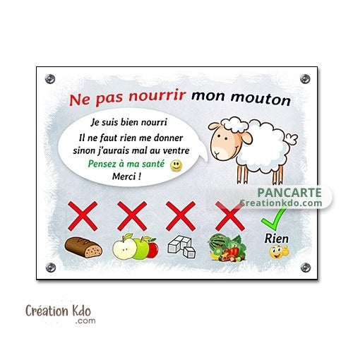 plaque ne pas nourrir mouton panneau prairie cloture
