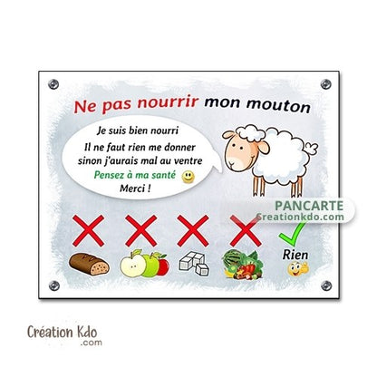 plaque ne pas nourrir mouton panneau prairie cloture
