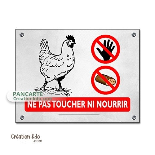 panneau ne pas nourrir poules coq oiseau plaque ne pas donner à manger aux animaux chevaux pancarte