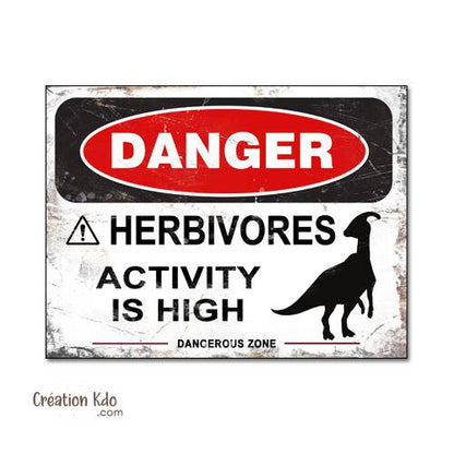 panneau danger dinosaure plaque jurassic park pancarte area dino pancarte vintage rétro