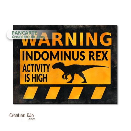 panneau danger dinosaure rétro area jurassic park plaque déco murale raptor vélociraptor indominus indoraptor