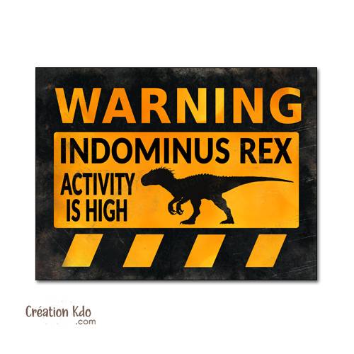 panneau danger dinosaure rétro area jurassic park plaque déco murale raptor vélociraptor indominus indoraptor