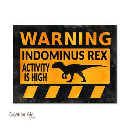 panneau danger dinosaure rétro area jurassic park plaque déco murale raptor vélociraptor indominus indoraptor