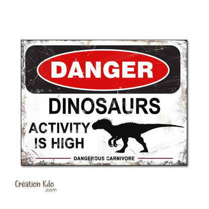 panneau danger dinosaure rétro area jurassic park world plaque déco murale indominus rex