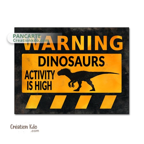 panneau danger dinosaure rétro area jurassic park plaque déco murale raptor vélociraptor indominus indoraptor