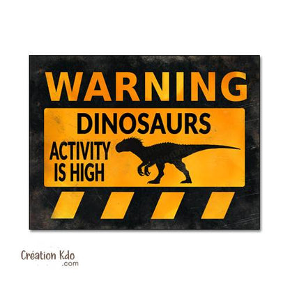 panneau danger dinosaure rétro area jurassic park plaque déco murale raptor vélociraptor indominus indoraptor