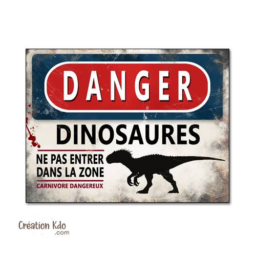panneau danger dinosaure rétro area jurassic park plaque déco murale indominus rex