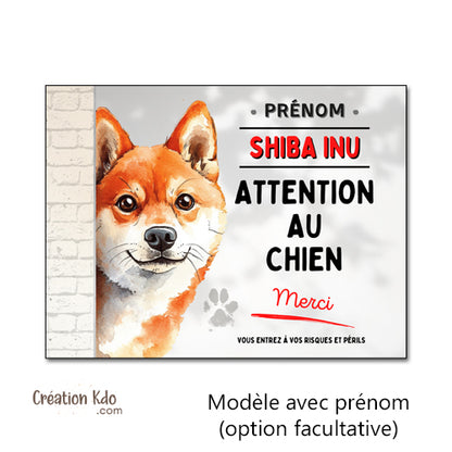 panneau shiba inu plaque attention au chien merci monte la garde portail personnalisé