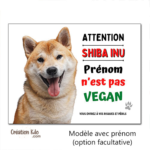 plaque attention au chien shiba inu roux panneau portail je monte la garde