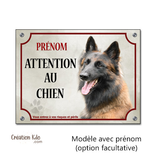panneau tervueren attention au chien plaque je monte la garde malinois personnalisé