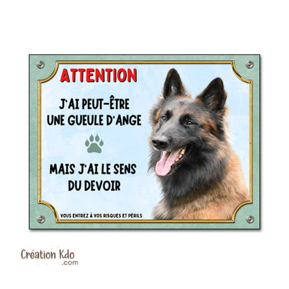 panneau tervueren attention au chien plaque je monte la garde malinois personnalisable