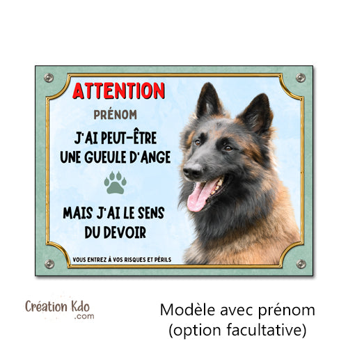 panneau tervueren attention au chien plaque je monte la garde malinois