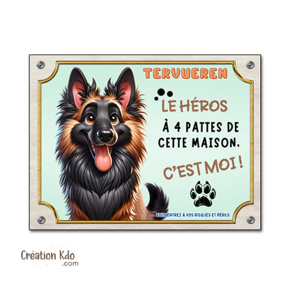 panneau tervueren attention au chien plaque je monte la garde malinois personnalisable