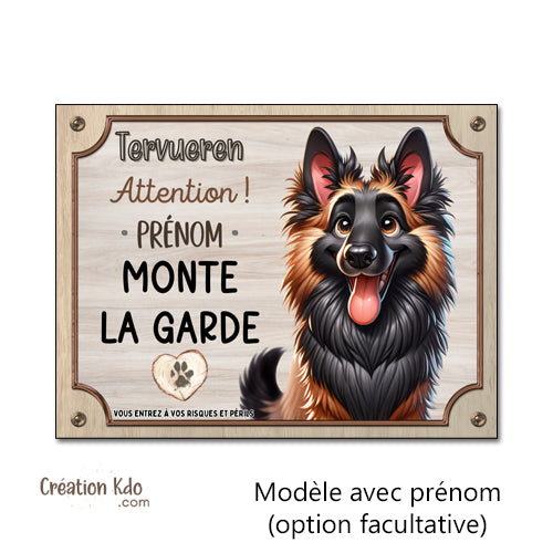 panneau tervueren attention au chien plaque je monte la garde malinois personnalisable