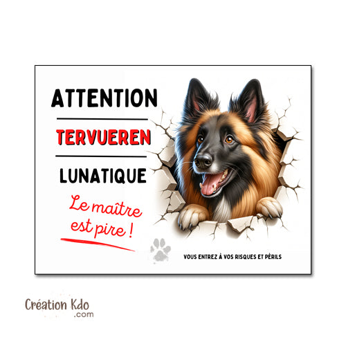 plaque tervueren charboné je monte la garde chien panneau portail