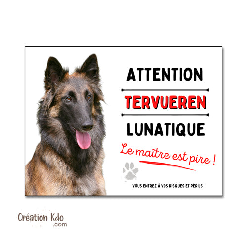 plaque tervueren charboné je monte la garde chien lunatique humour panneau portail