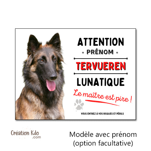 plaque tervueren charboné je monte la garde chien panneau portail humour