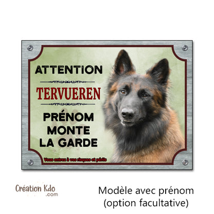 plaque tervueren charboné je monte la garde chien panneau portail