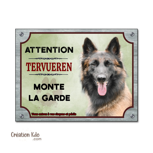 plaque tervueren charboné je monte la garde chien panneau portail
