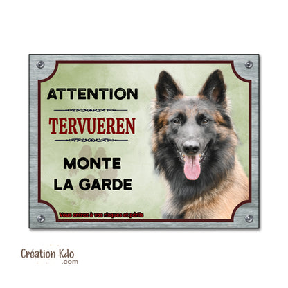 plaque tervueren charboné je monte la garde chien panneau portail