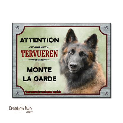 plaque tervueren charboné je monte la garde chien panneau portail