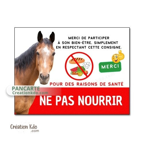 Plaque ne pas Nourrir panneau cheval participer à son bien-être pancarte de box chevaux