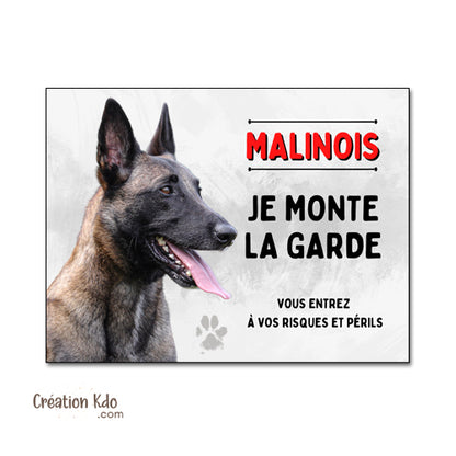 panneau malinois attention au chien berger belge plaque portail je monte la garde